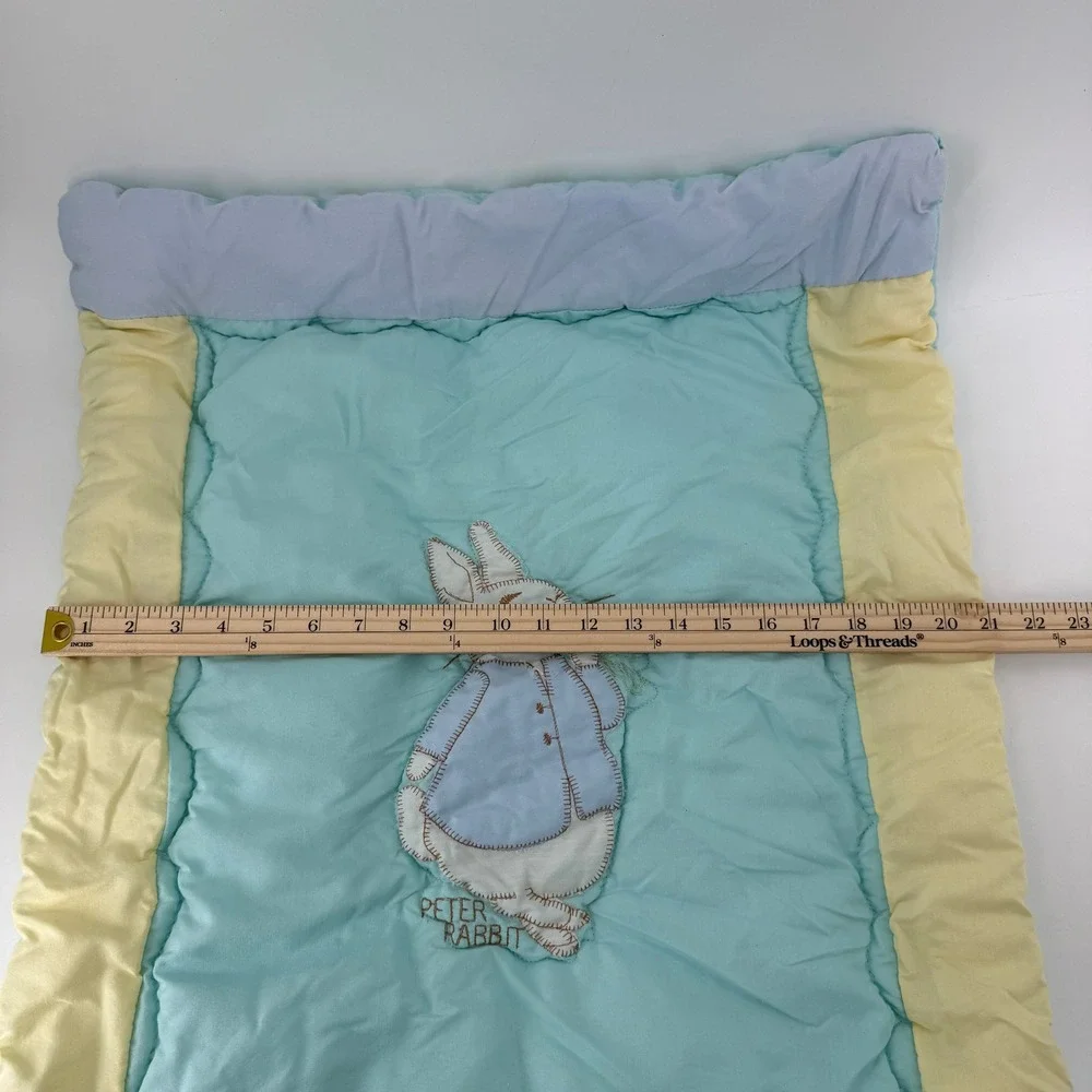 Vintage Beatrix Potter Peter Rabbit Baby Quilt Blanket Quiltex USA 21x26